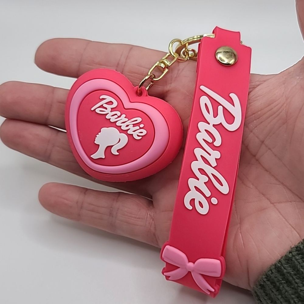 Barbie Pink Silicone Heart Keychain